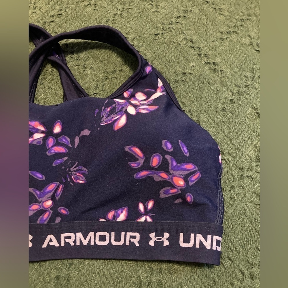 Under Armour Women's Blue And Purple Crossback Mid Sports Bra Size 1X - Picture 4 of 10